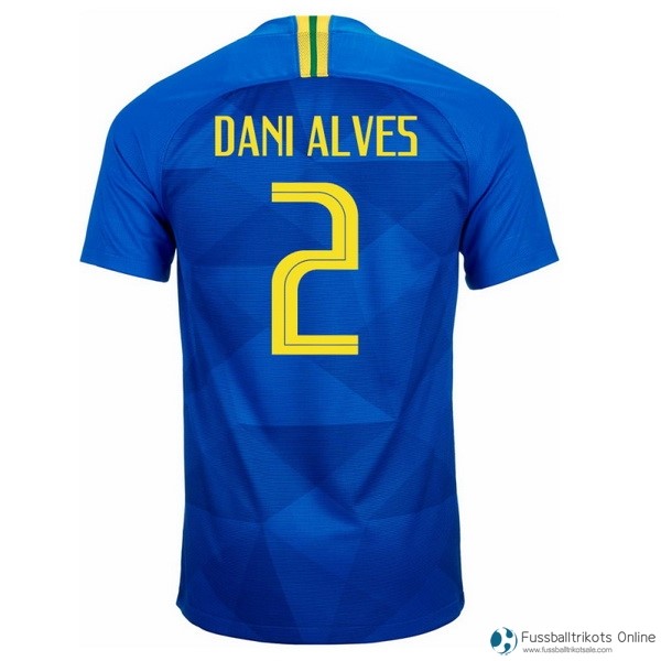 Brasilien Trikot Auswarts Dani Alves 2018 Blau Fussballtrikots Günstig